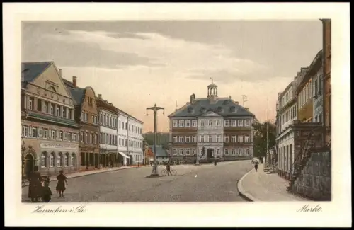 Ansichtskarte Hainichen Partie auf dem Marktplatz 1924