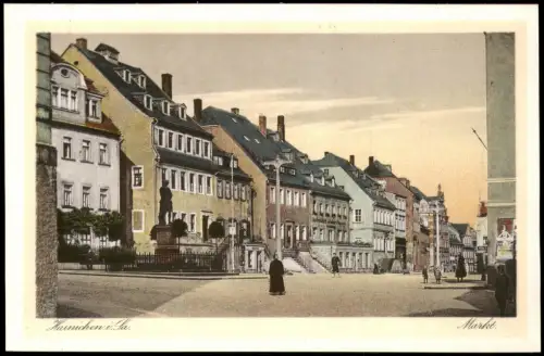 Ansichtskarte Hainichen Marktplatz Und Denkmal 1924