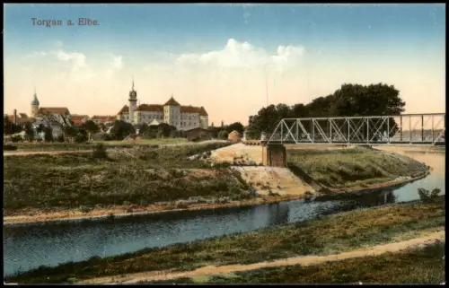 Ansichtskarte Torgau Stadt und Brücke 1914