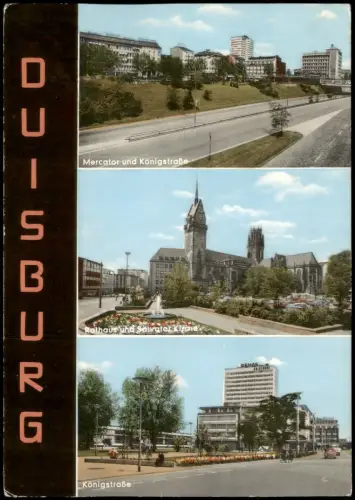 Duisburg Mehrbild-AK mit Mercator und Königstraße, Rathaus u. Kirche 1969
