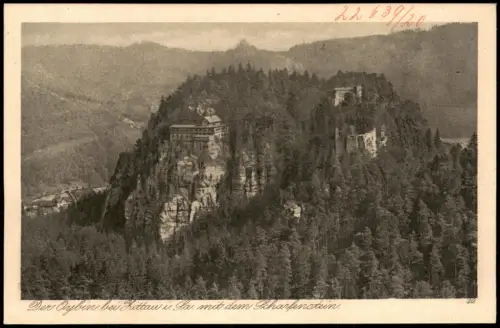 Ansichtskarte Oybin Oybin mit Scharfenstein 1908