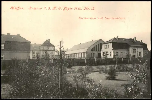 Meißen Kaserne d. 2. K. S. Jäger-Batl No 13. Exerzierhaus  Familienhäuser. 1914