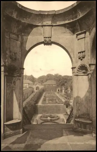 Tetschen-Bodenbach Decín Schloß - Blick vom Belvedere aufs Rosarium 1912