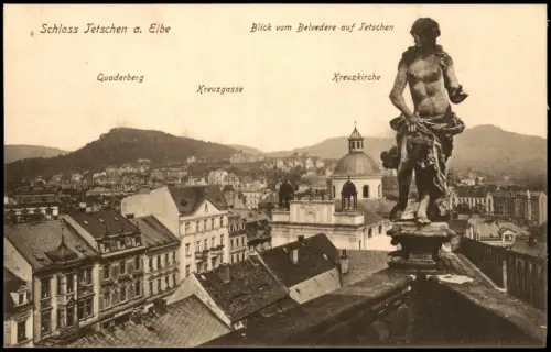 Postcard Tetschen-Bodenbach Decín Blick vom Belvedere 1914
