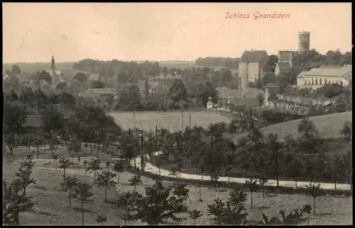Ansichtskarte Gnandstein-Kohren-Sahlis Straße und Schloß 1914