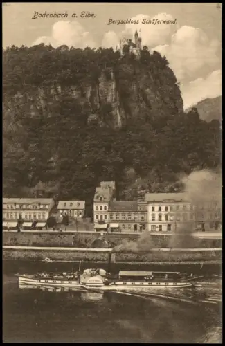 Tetschen-Bodenbach Decín Bergschloß Schäferwand Dampfer Austria 1914