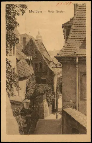 Ansichtskarte Meißen Rote Stufen 1922