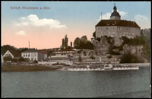 Ansichtskarte Hirschstein Schloß Dampfer Restaurant 1922