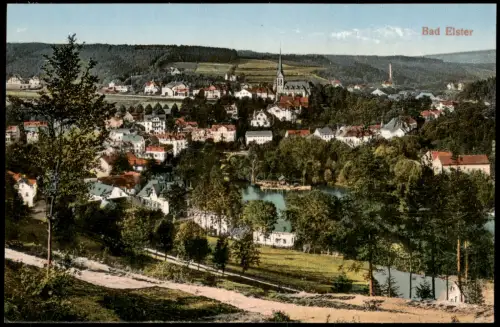 Ansichtskarte Bad Elster Stadtpartie - Teich 1923