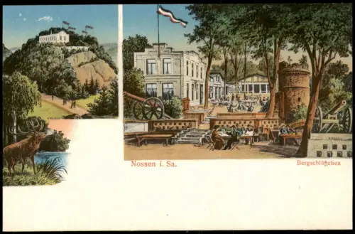 Ansichtskarte Nossen 2 Bild Bergschlößchen 1923
