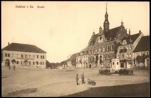 Ansichtskarte Dahlen Marktplatz, Gasthaus zur grünen Tanne 1927