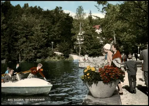 Ansichtskarte Bad Sachsa Personen am Schmelzteich 1965