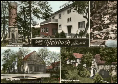 Weisbach Waldbrunn Odenwald Mehrbild  Pension u Café Lenz Weisbacher Mühle 1960