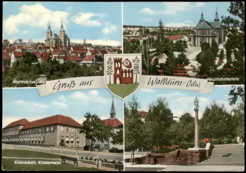 Walldürn Mehrbildkarte Wallfahrtskirche  Kinderheim Mutter-Gottes-Säule  1968