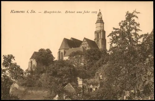 Ansichtskarte Kamenz Kamjenc Marienkirche 1915