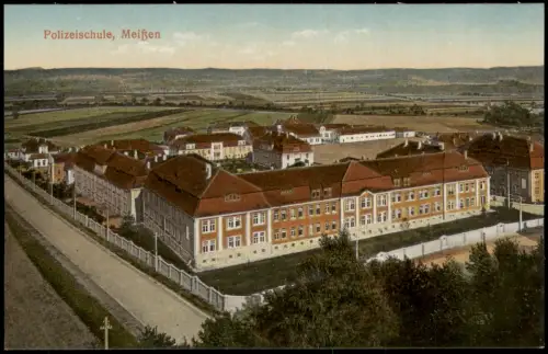 Meißen Straßenpartie - Polizeischule Ansichtskarte 1928