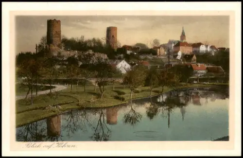 Ansichtskarte Kohren-Sahlis Stadtpartie Teich 1925