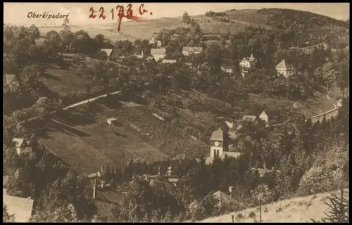 Ansichtskarte Kipsdorf-Altenberg (Erzgebirge) Oberkipsdorf Talblick 1913