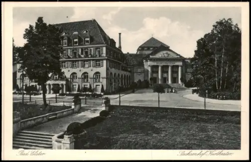 Ansichtskarte Bad Elster Sanatorium Sachsenhof Kurtheater 1928