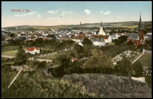 Ansichtskarte Ostritz (Oberlausitz) Wostrowc Stadtpartie 1914