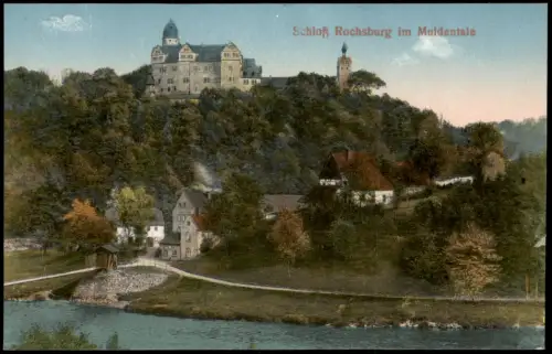 Ansichtskarte Rochsburg-Lunzenau Ortspartie Rochsburg Häuser 1923