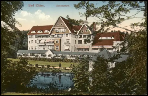 Ansichtskarte Bad Elster Sanatorium Gartenseite 1914