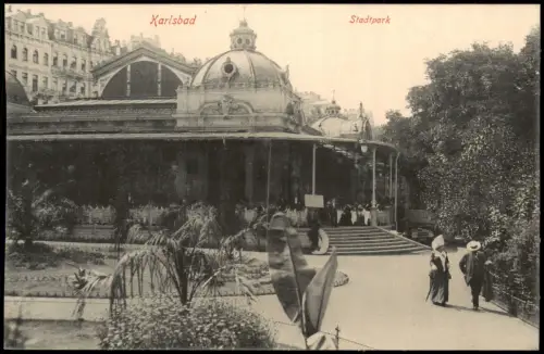 Postcard Karlsbad Karlovy Vary Stadtpark Anlagen 1914