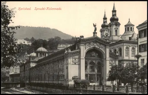 Postcard Karlsbad Karlovy Vary Sprudel-Kolonnade 1914