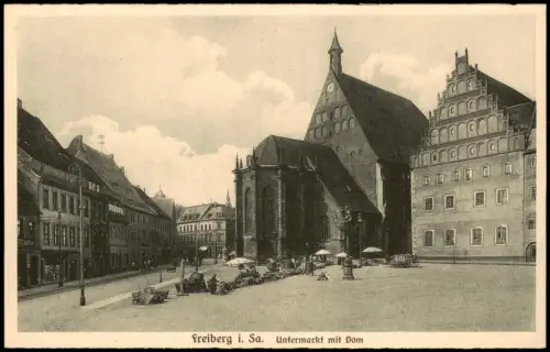 Ansichtskarte Freiberg (Sachsen) Untermarkt 1914