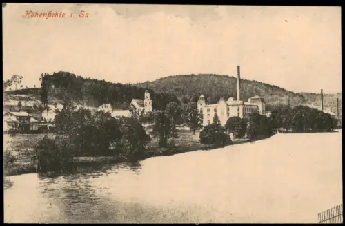 Ansichtskarte Hohenfichte-Leubsdorf (Sachsen) stadt und Fabrikanlage 1913
