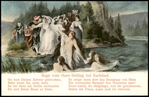 Ansichtskarte Karlsbad Hans Heiling Sage Erotik Frauen 1914