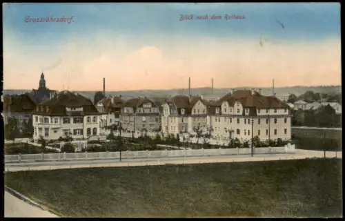 Ansichtskarte Großröhrsdorf Straße Stadthäuser 1914
