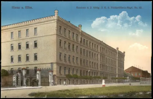 Riesa Kaserne d. 2. Abtlg. 3. K. S. Feldartillerie-Regt. No. 32. 1914
