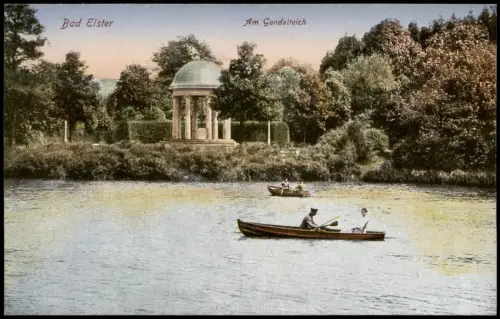 Ansichtskarte Bad Elster Ruderer auf dem Gondelteich 1920