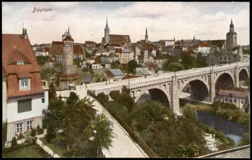 Ansichtskarte Bautzen Budyšin Stadt Stadthaus und Brücke 1920