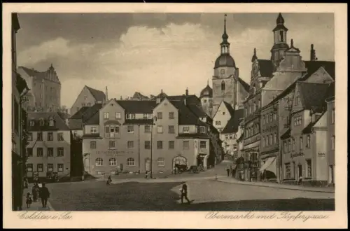 Ansichtskarte Colditz Marktplatz Leisniger Bank 1924