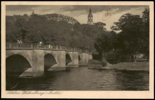 Ansichtskarte Wechselburg Brücke und Schloss 1924