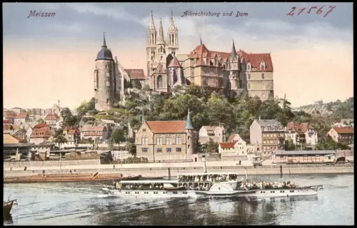 Ansichtskarte Meißen Schloss Albrechtsburg Dampfer 1920
