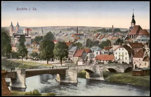 Ansichtskarte Rochlitz Stadt Brücke 1920