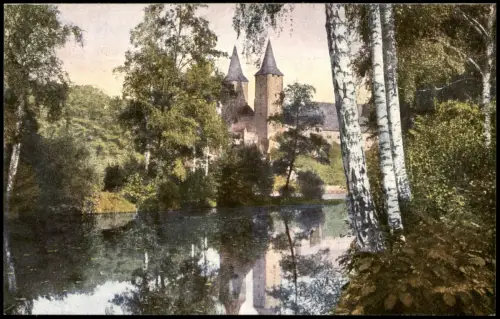 Ansichtskarte Rochlitz Schloss Fluß und Birken 1920