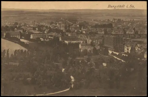 Ansichtskarte Burgstädt Fernblick auf die Stadt 1924