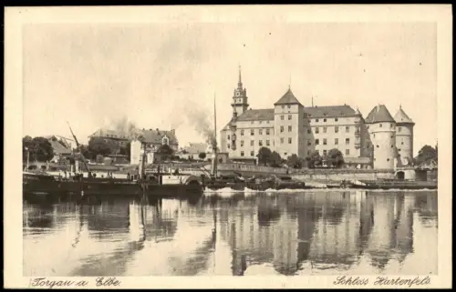 Ansichtskarte Torgau Schloss Hartenfels Schaufelraddampfer 1926