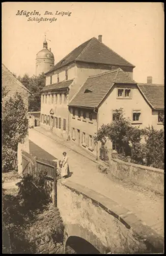 Ansichtskarte Mügeln Schloßstraße Frau mit Kind 1920