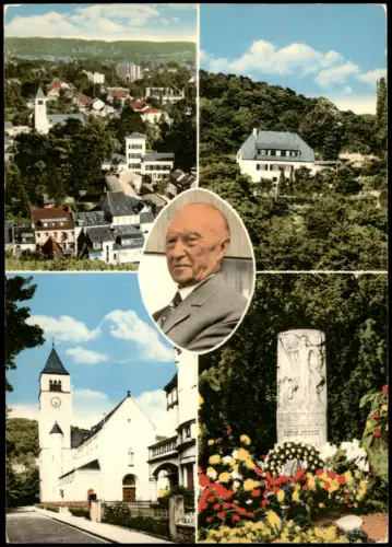 Rhöndorf-Bad Honnef Mehrbildkarte u.a. mit Kirche, Grabstätte Adenauer 1970