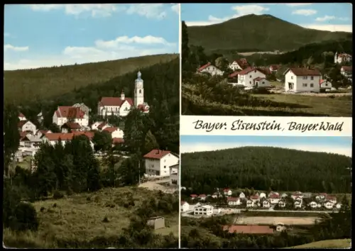 Ansichtskarte Bayerisch Eisenstein Mehrbildkarte mit 3 Stadtansichten 1974