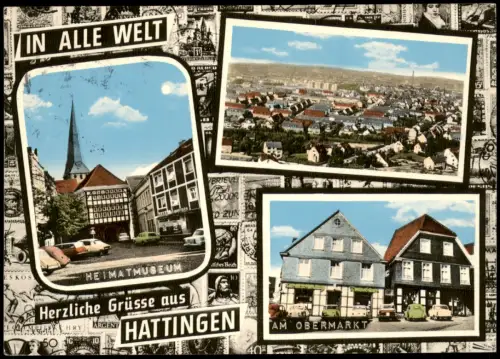 Hattingen Mehrbildkarte mit Ortsansichten AM OBERMARKT HEIMATMUSEUM 1974