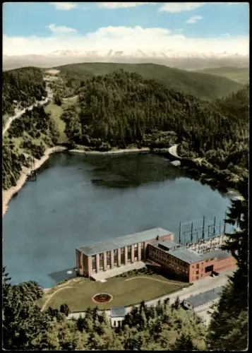 Ansichtskarte Häusern Kraftwerk Schwarzabruck mit Schweizer Alpen 1976
