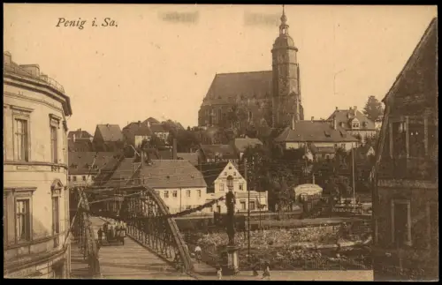 Ansichtskarte Penig (Mulde) Straßenpartie - Brücke 1921