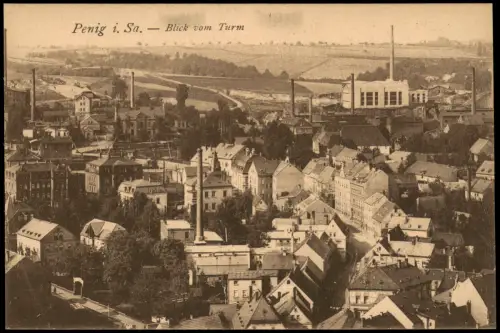 Ansichtskarte Penig (Mulde) Blick vom Turm - Fabriken 1921