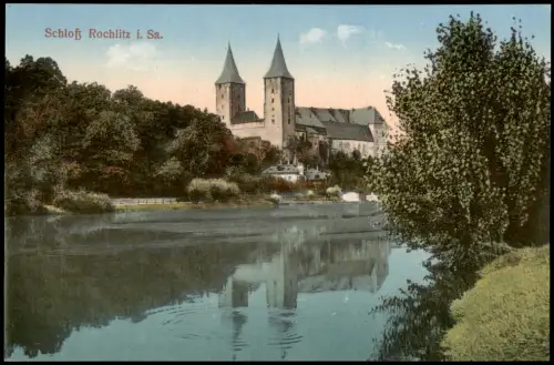 Ansichtskarte Rochsburg-Lunzenau Schloss Rochsburg Fluß 1924